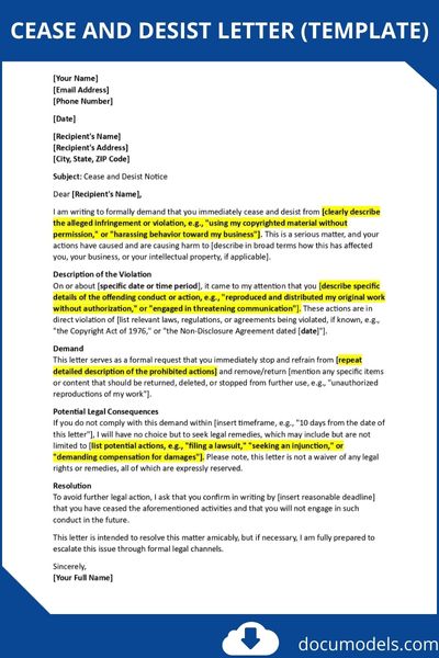 Cease and Desist Letter