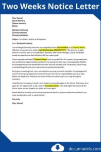 Two Weeks’ Notice Letter Template: Examples and How to write it