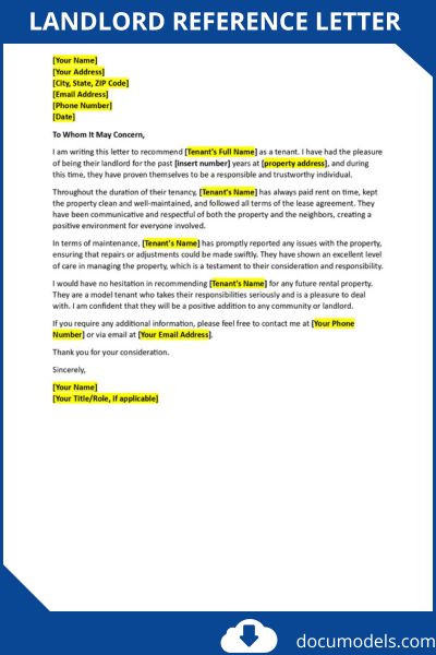 Landlord Reference Letter