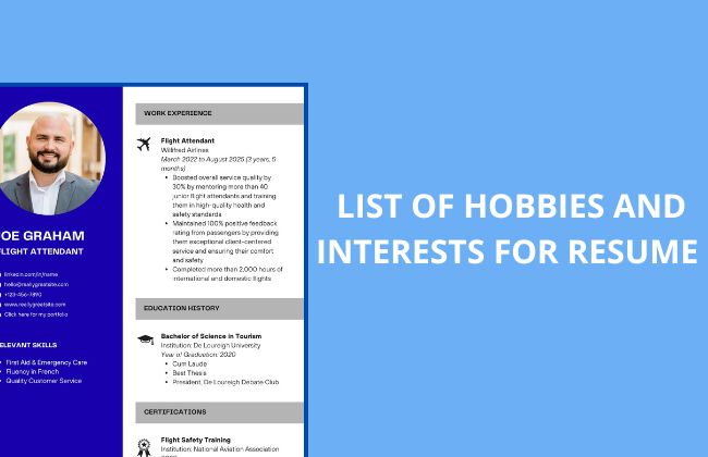 hobbies and interests for resume