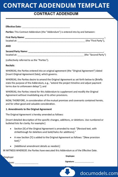 Contract Addendum Template