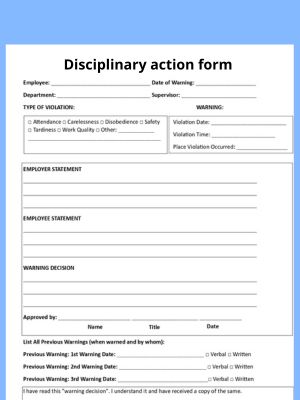 disciplinary action form
