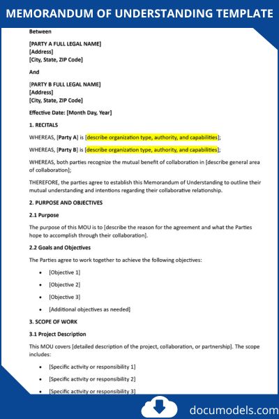 Memorandum of Understanding Template