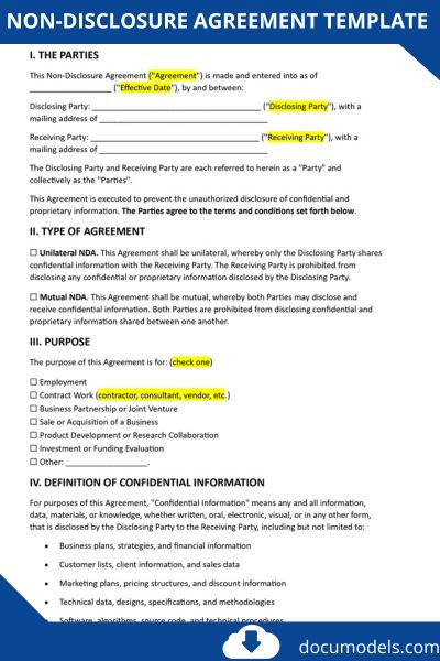 non disclosure agreement