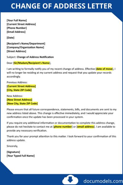 Change of Address Letter