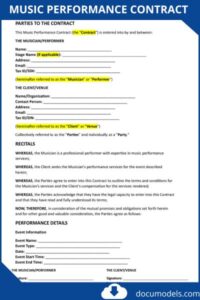 Free Music Performance Contract Template for Live Events & Gigs
