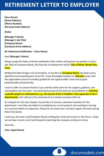 Retirement Letter to Employer